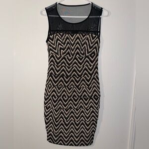 Enfocus Studio Black and Tan Zigzag Midi Dress